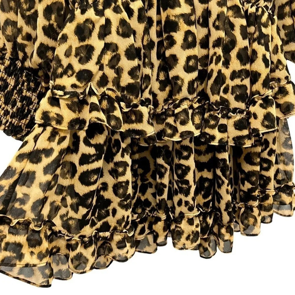 MISA Los Angeles Katia Leopard Print Ruffle Long Sleeve Mini Dress Size XS. NEW - Picture 8 of 16